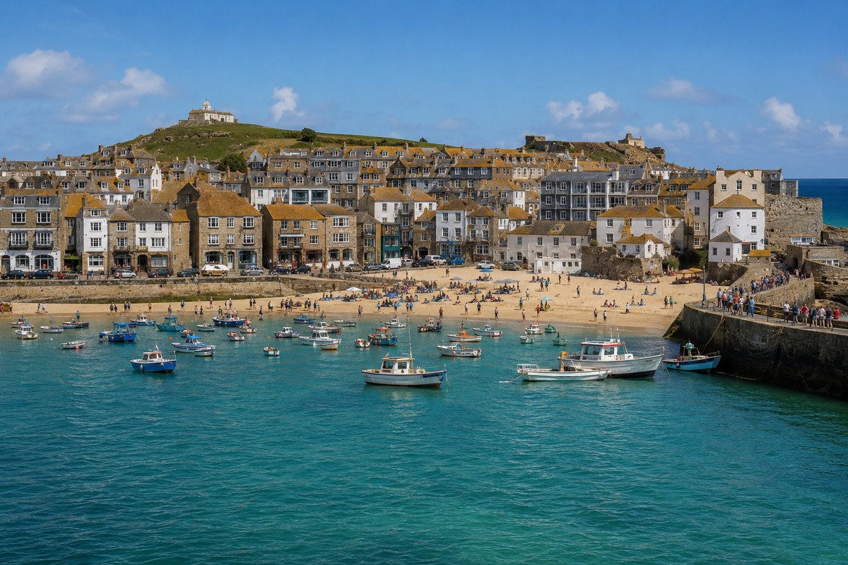 St Ives harbour and beach in Cornwall